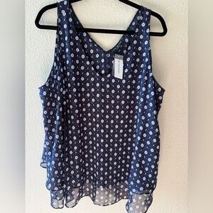 Lane Bryant Navy Floral Sleeveless Blouse